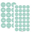 Stickers plancha aqua y blanco redondas (40u)